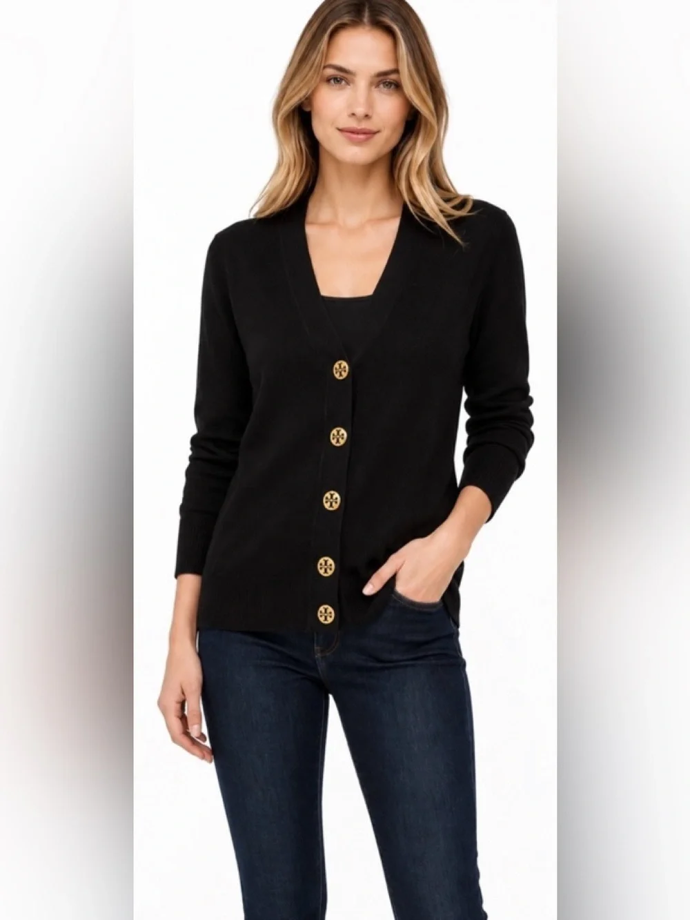 Tory Burch Wool cardigan Simone Sweater XS Black